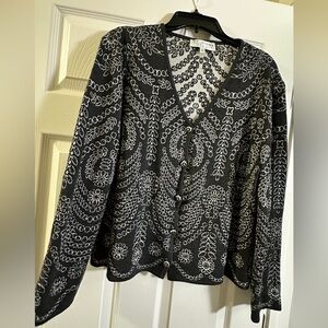 St. John Collection Cardigan Size 14 Black & White Knit